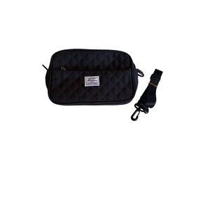 Floless Limited Edition Design Quilted Black Crossbody Bag Adj Strap Zip Close